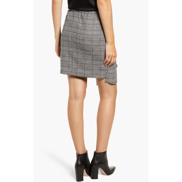 Chriselle Lim Collection Bianca Houndstooth Button Front Skirt Grey Size Medium - Picture 2 of 4